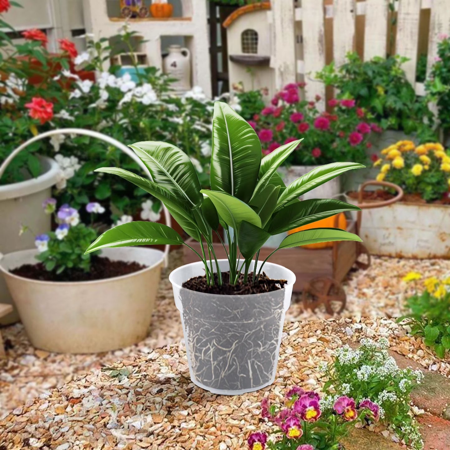 5-Pack 4" Clear Nursery Pots with Drainage Holes