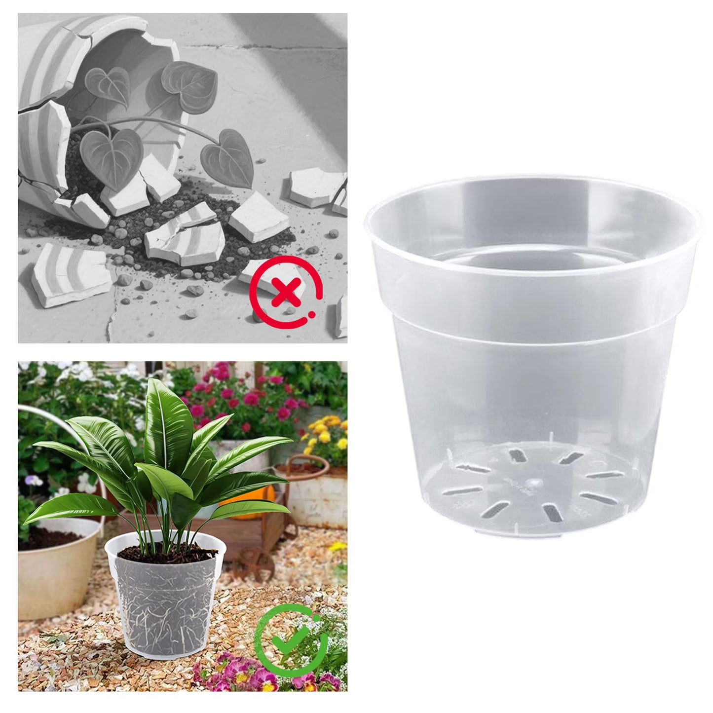 5-Pack 4" Clear Nursery Pots with Drainage Holes