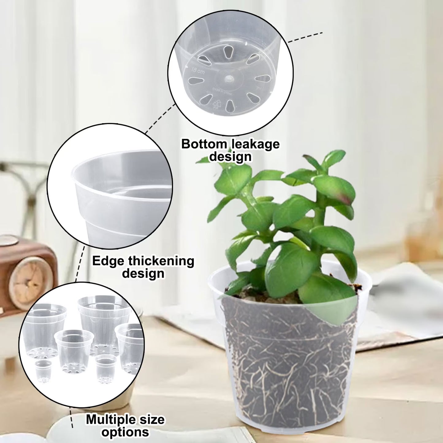 5-Pack 4" Clear Nursery Pots with Drainage Holes