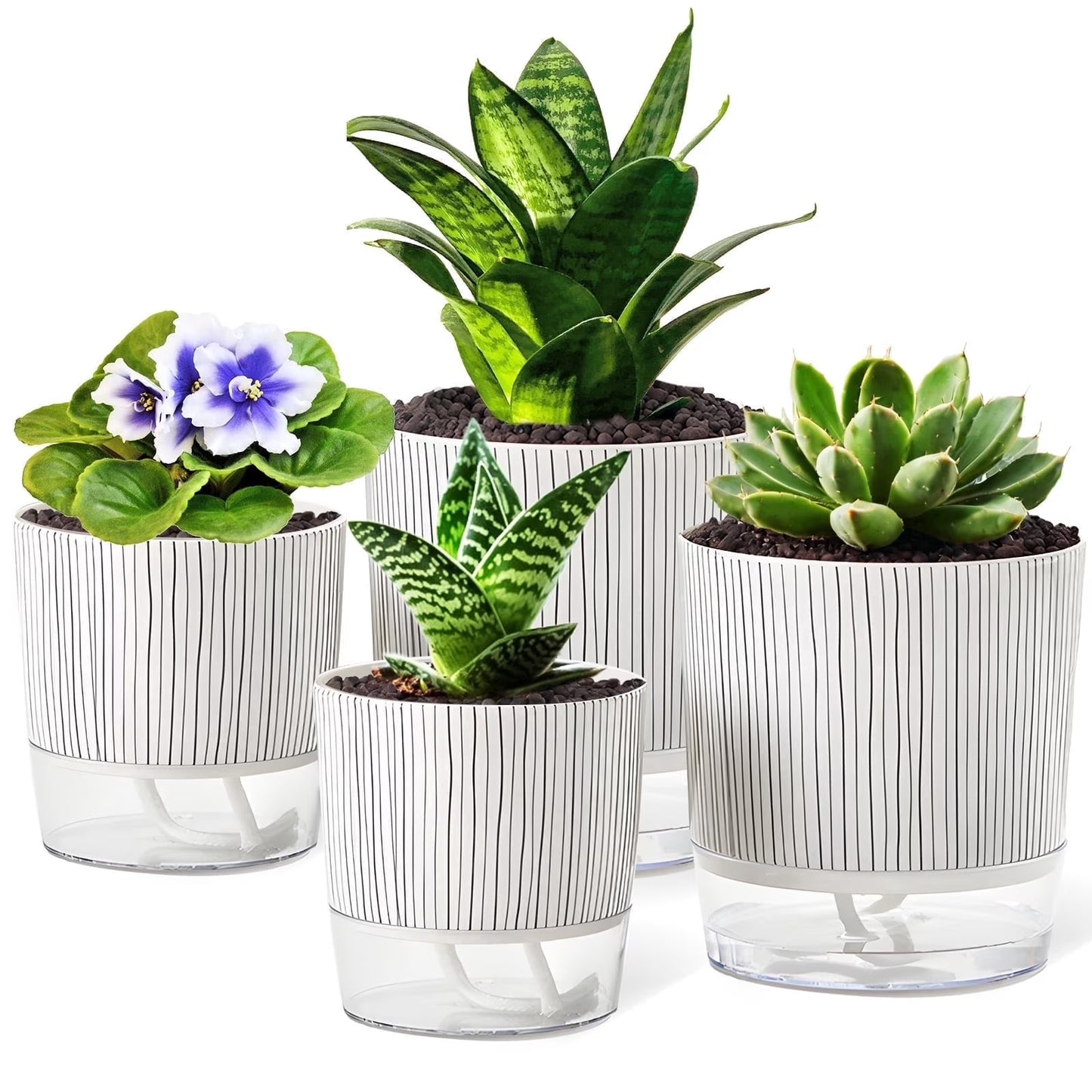 Samhe 4-Pack Self-Watering Planter Pots with Reservoir