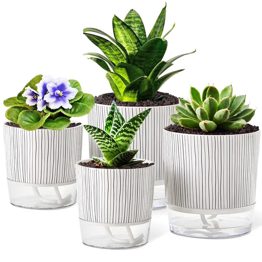 Samhe 4-Pack Self-Watering Planter Pots with Reservoir