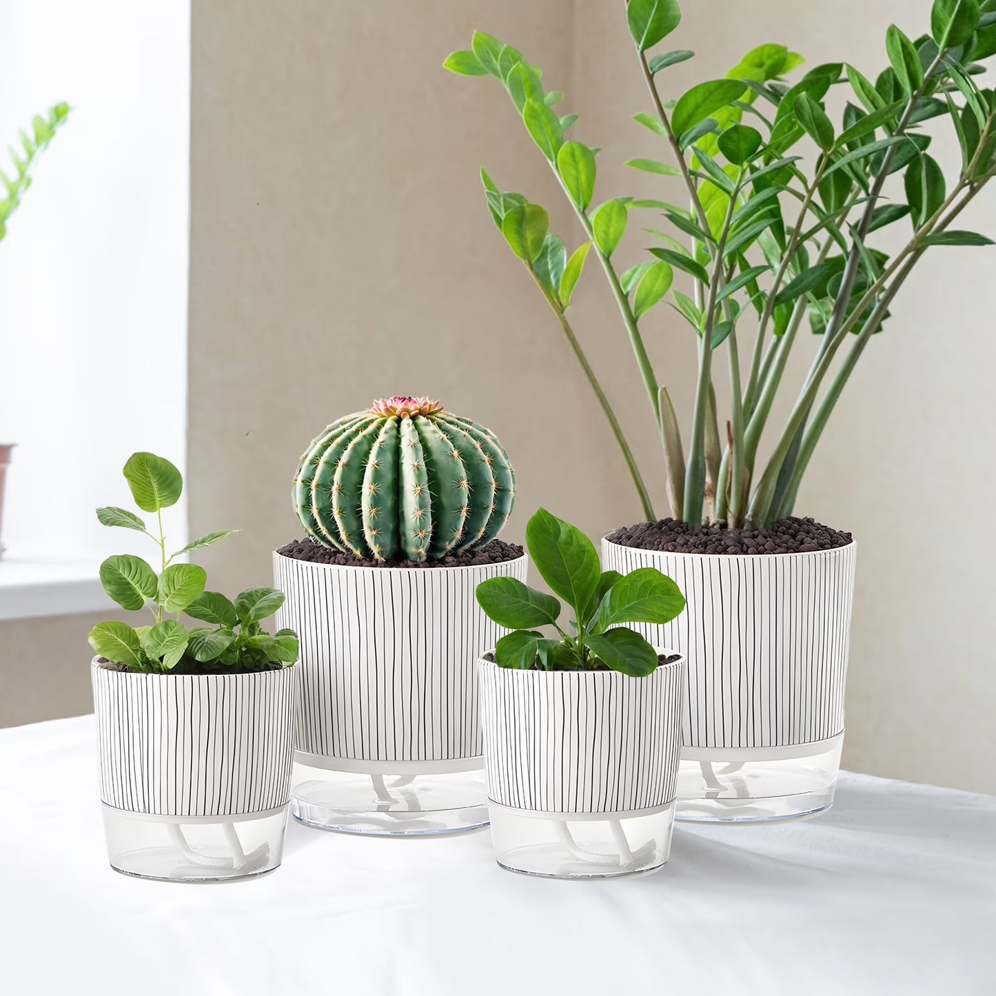 Samhe 4-Pack Self-Watering Planter Pots with Reservoir