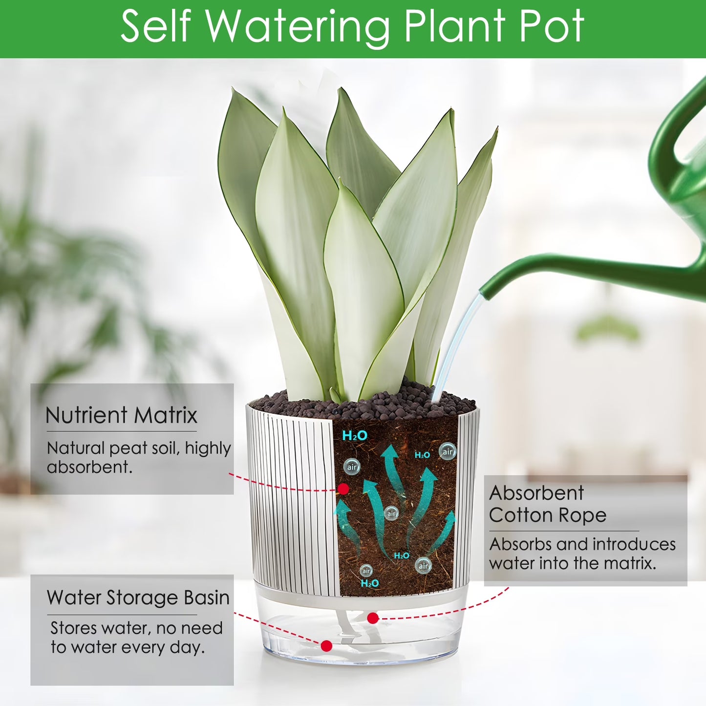 Samhe 4-Pack Self-Watering Planter Pots with Reservoir