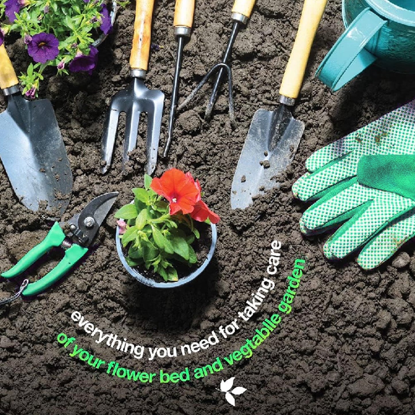 ALLJOY 9-Piece Garden Tools Set with Bag & Gloves