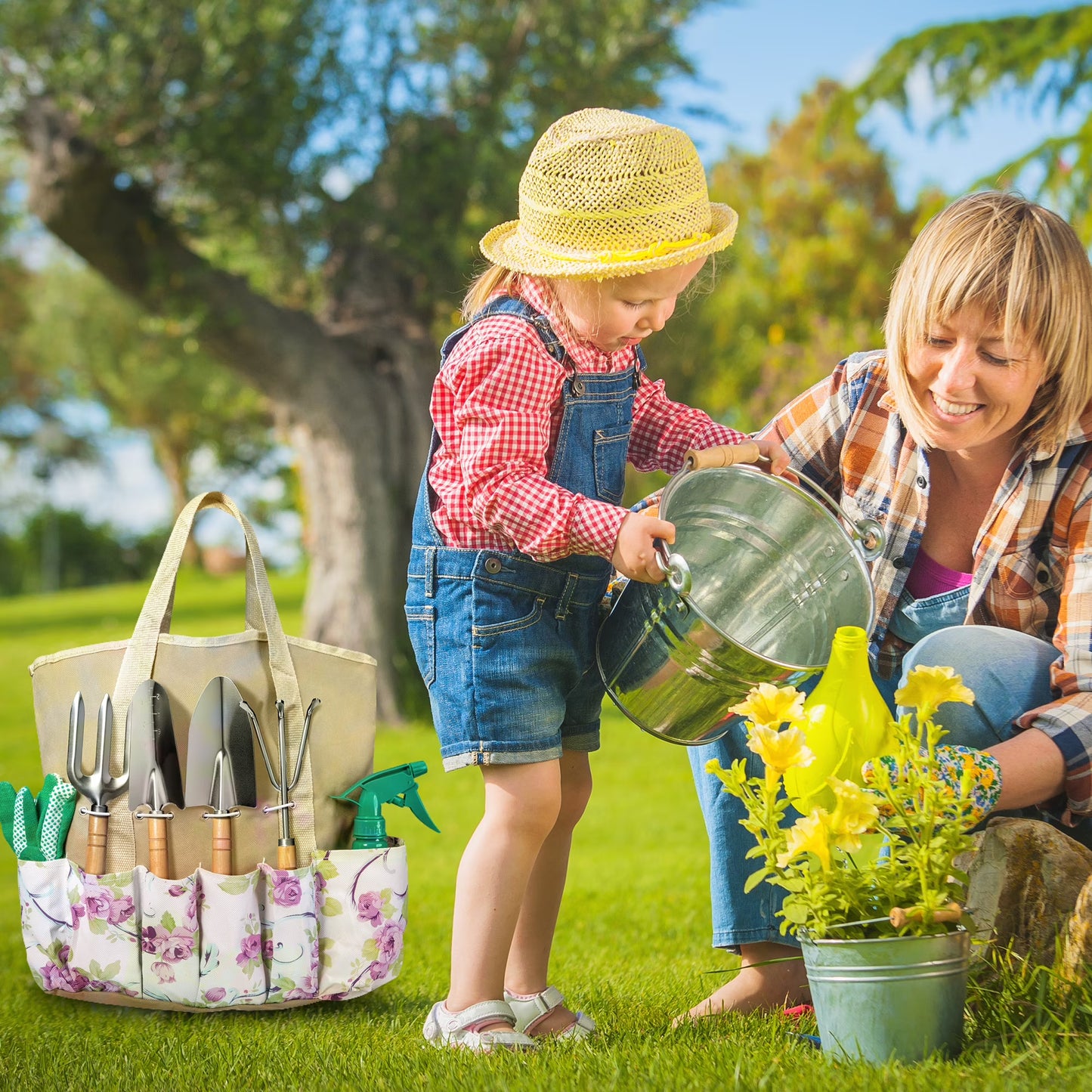 ALLJOY 9-Piece Garden Tools Set with Bag & Gloves