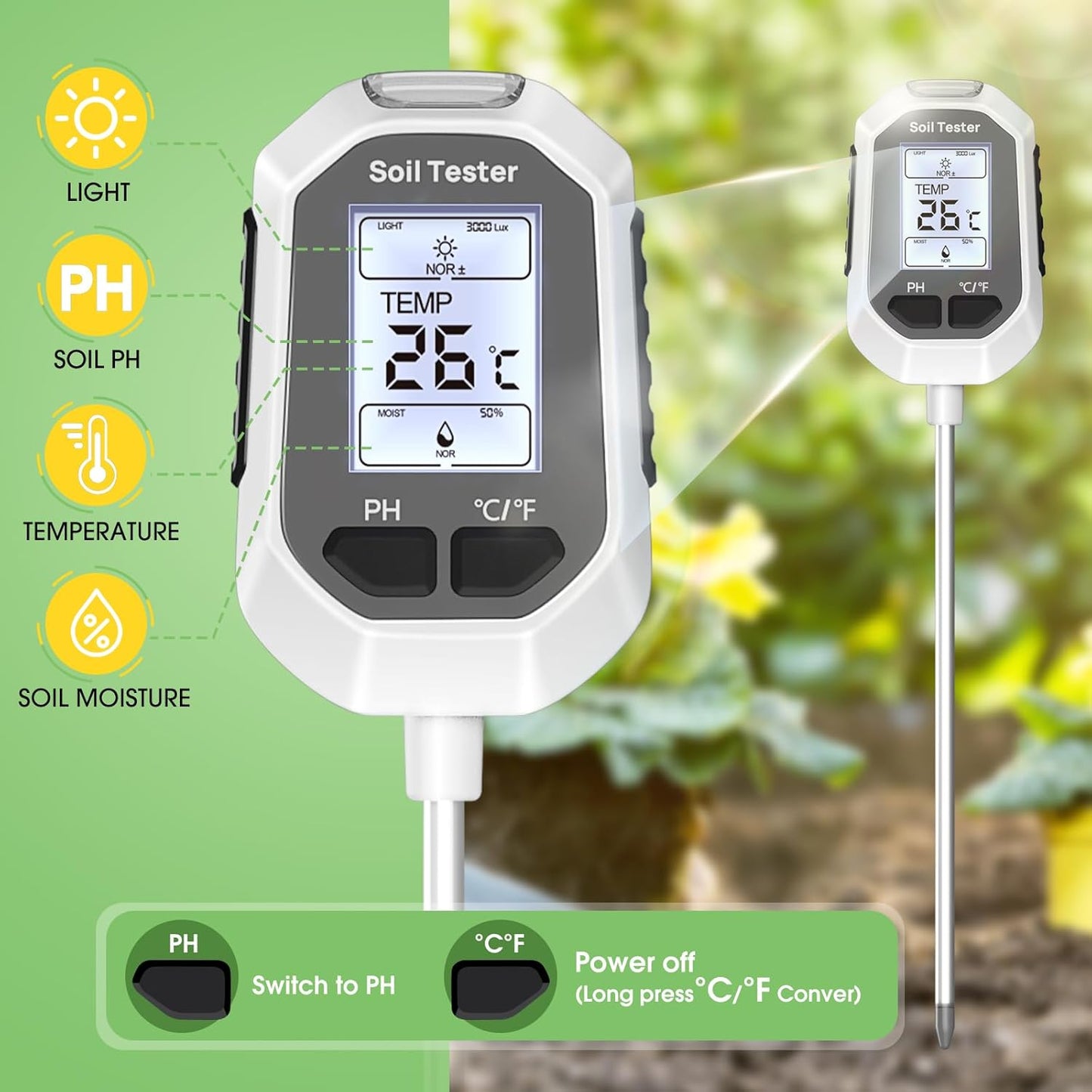YAMRON 4-in-1 Digital Soil Moisture Meter