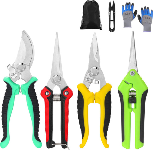 5-Piece Garden Pruning Shears Set with Gloves & Storage Bag