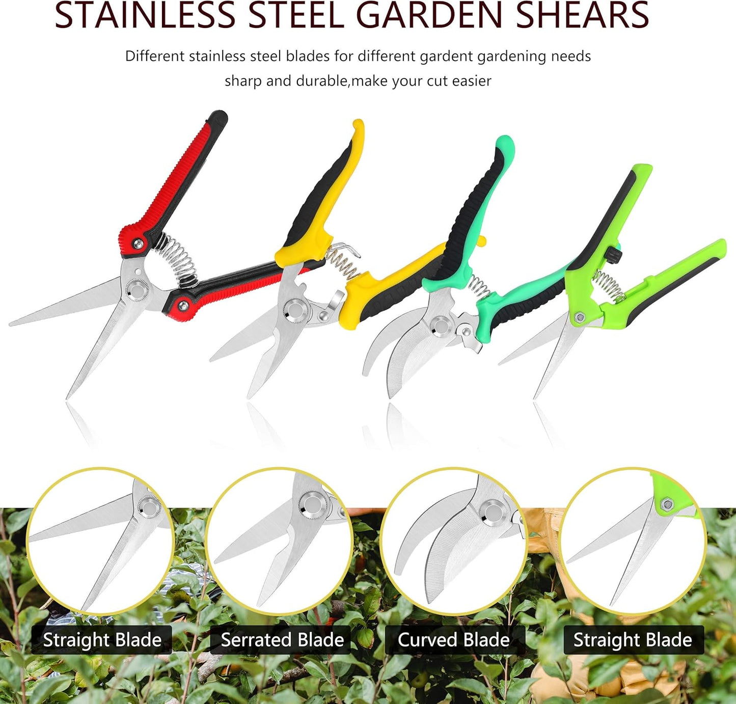 5-Piece Garden Pruning Shears Set with Gloves & Storage Bag