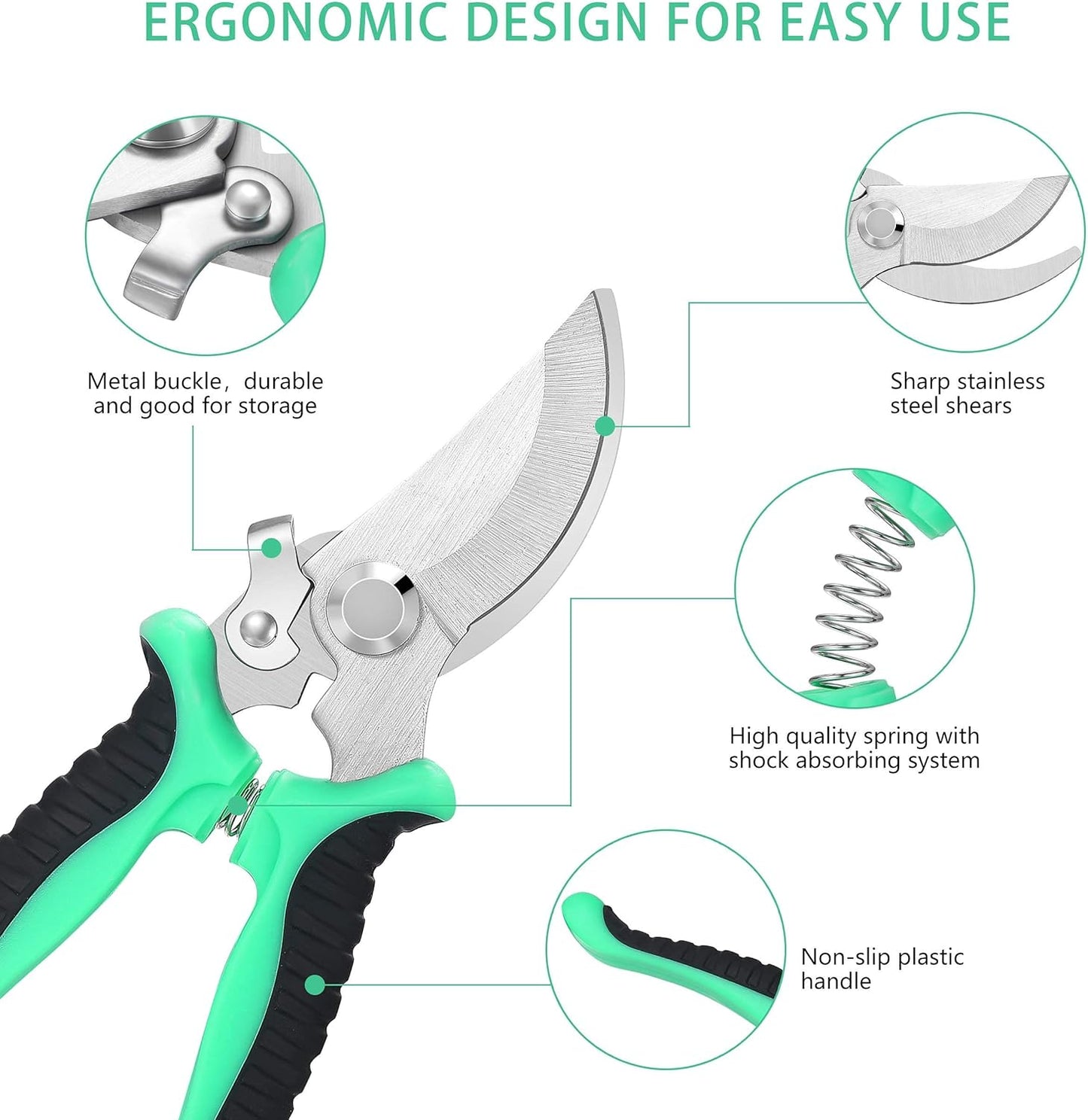 5-Piece Garden Pruning Shears Set with Gloves & Storage Bag