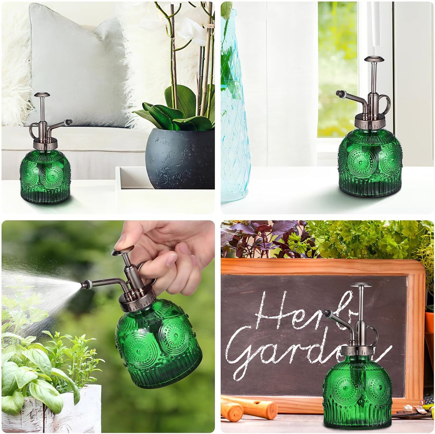 BESPORTBLE Green Glass Plant Mister Spray Bottle
