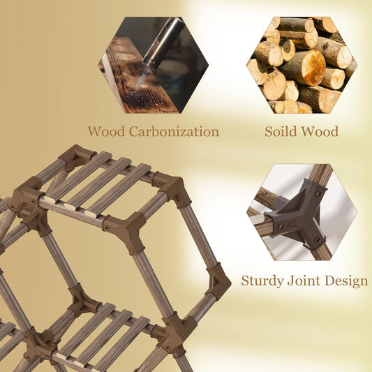 Tikea 7-Tier Hexagonal Corner Wooden Plant Stand