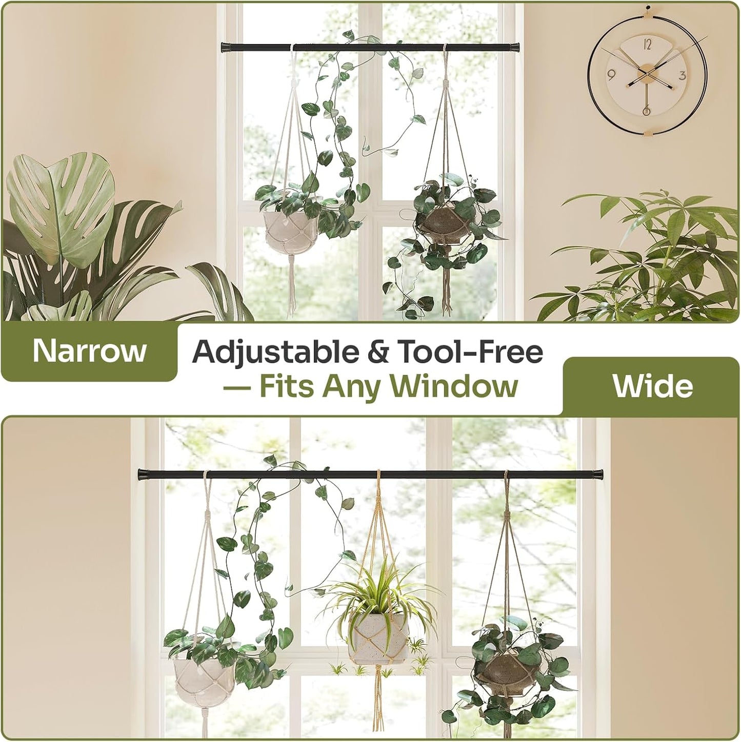 Bamworld Adjustable Window Plant Hanger for Indoor Plants