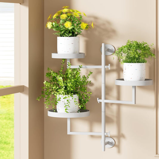 Rotating 3-Tier Window Plant Shelf Metal Plant Stand