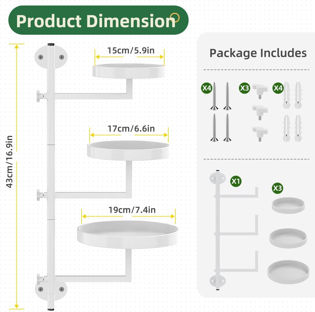 Rotating 3-Tier Window Plant Shelf Metal Plant Stand