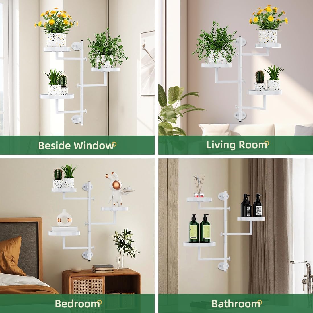 Rotating 3-Tier Window Plant Shelf Metal Plant Stand