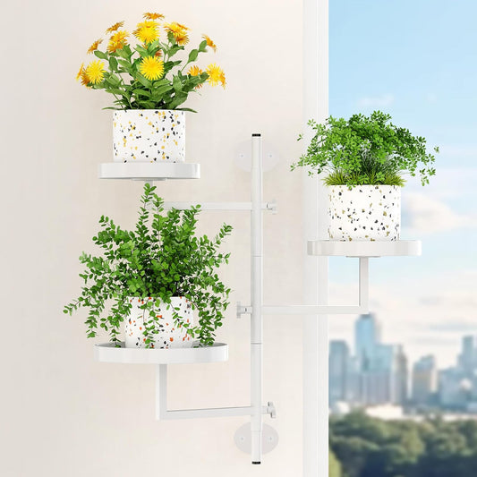 Rotating 3-Tier Window Plant Shelf Metal Plant Stand